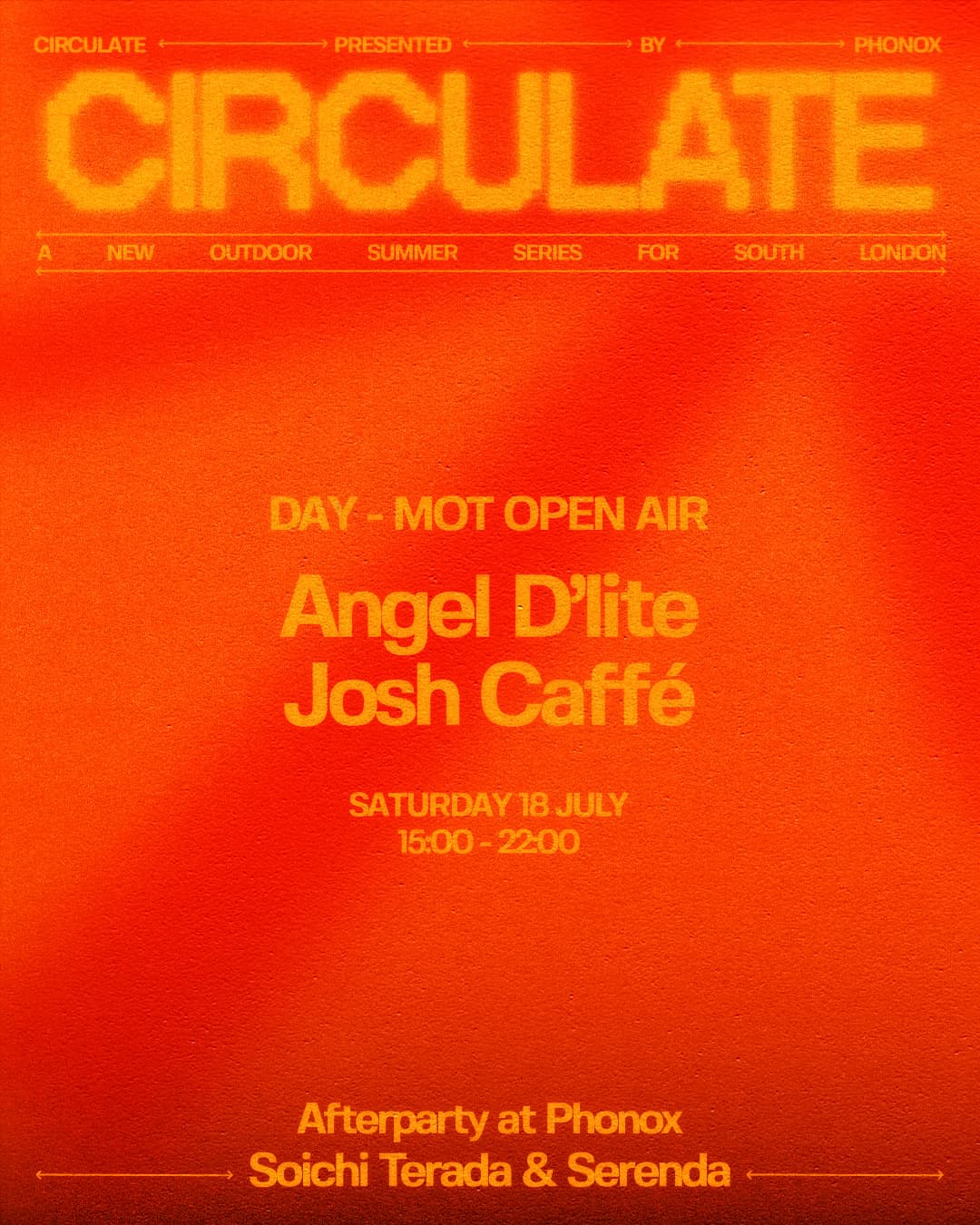 M.O.T Day Party: CIRCULATE with Angel D'lite, Josh Caffé + Phonox afterparty at Venue MOT