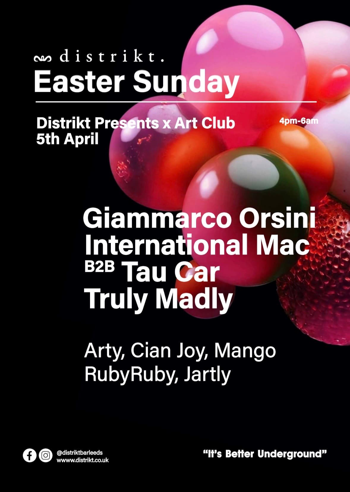 Distrikt presents x Art club: Giammarco Orsini, International Mac B2B Tau Car, Truly Madly at Distrikt