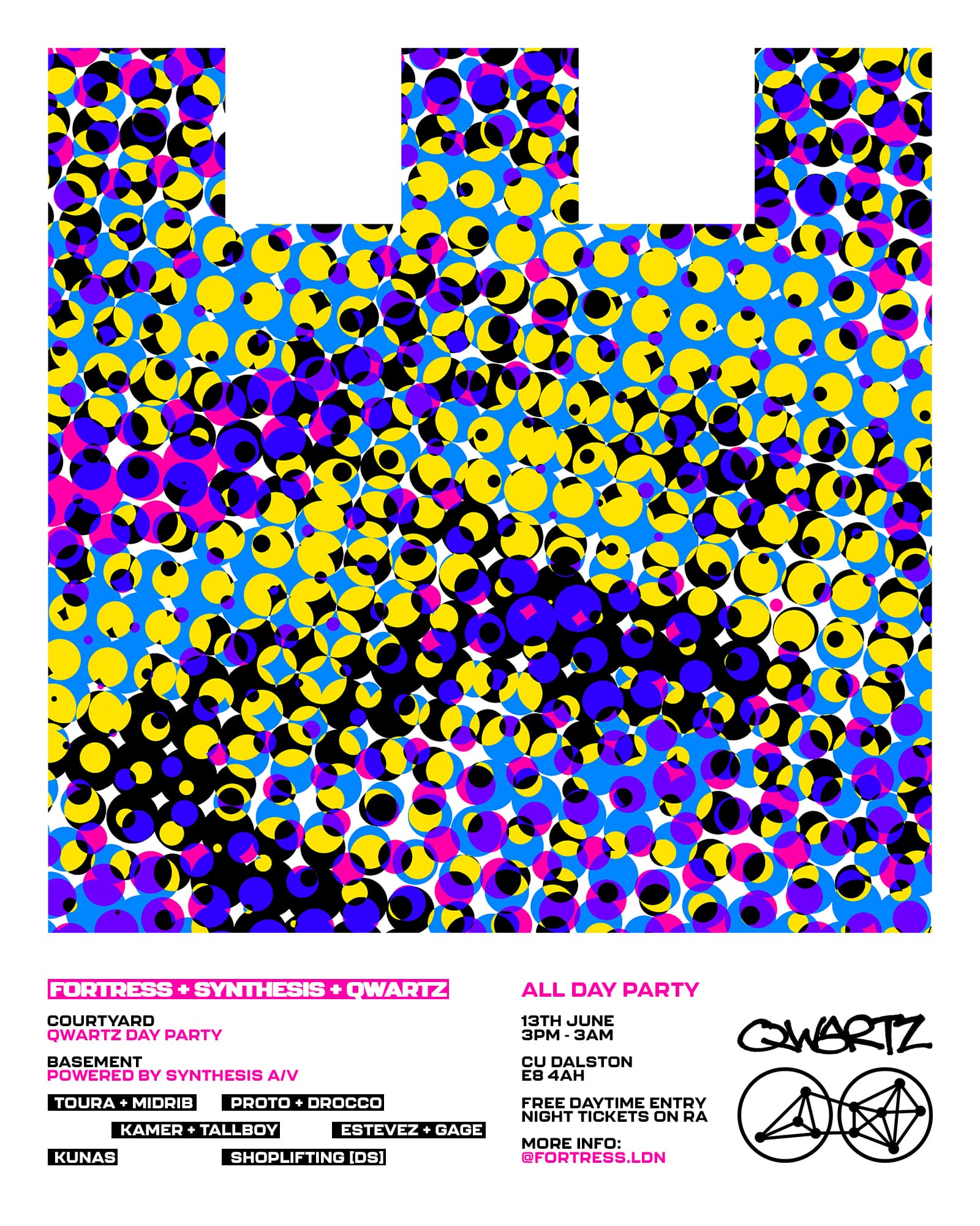FORTRESS + SYNTHESIS + QWARTZ: ALL DAY PARTY at Cu