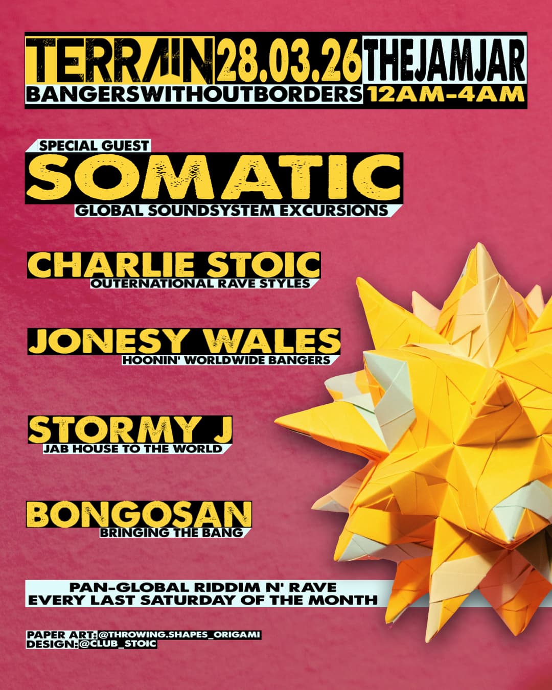 Terrain: 'Bangers Without Borders' with Somatic at The Jam Jar