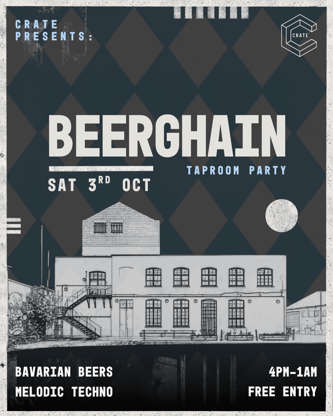 Upcoming event poster at Crate Brewery