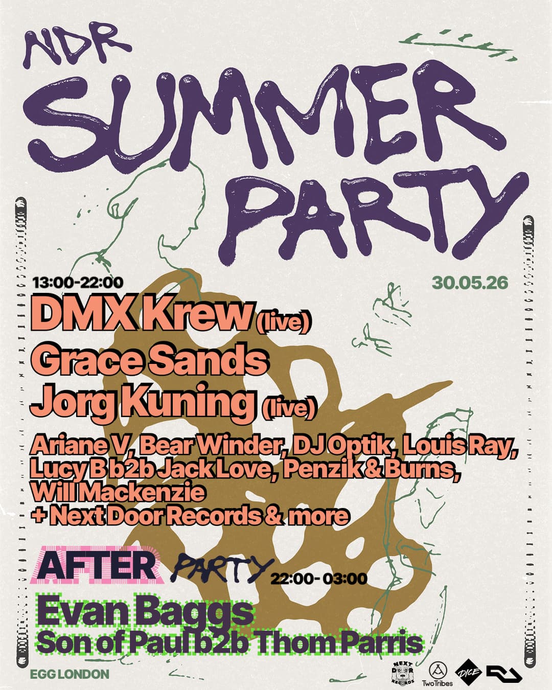 NDR Summer Party with DMX Krew (live), Jorg Kuning (live), Grace Sands + more at Campfire [Two Tribes]