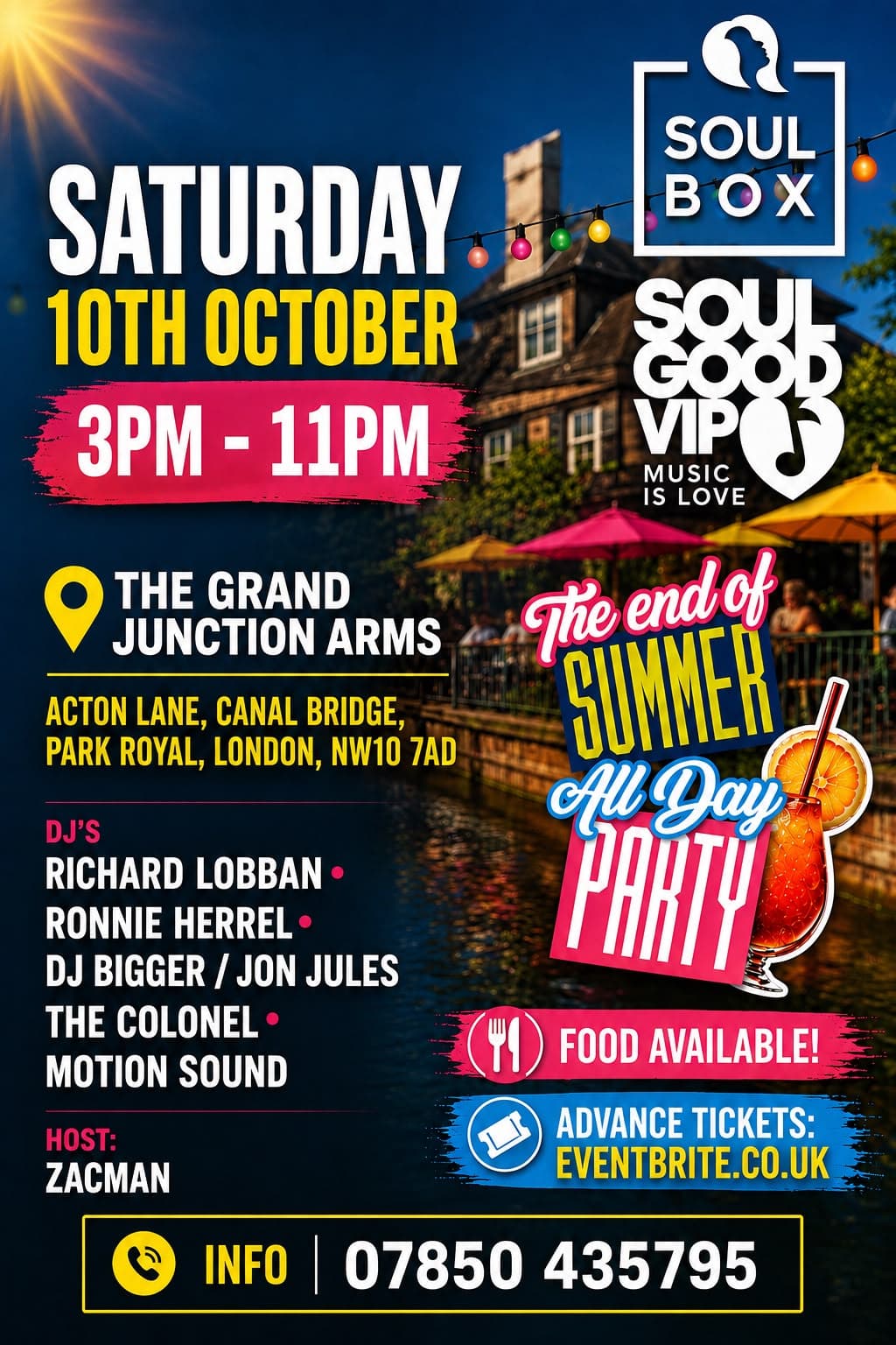 Soulbox & SoulGood VIP end of Summer day/night party at The Grand Junction Arms Acton at Grand Junction