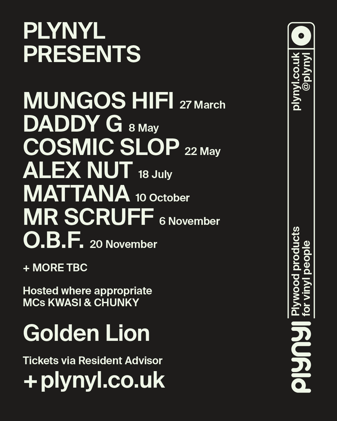Plynyl presents - Mungo's Hi Fi and MC Kwasi - Jazz2Jungle at The Golden Lion