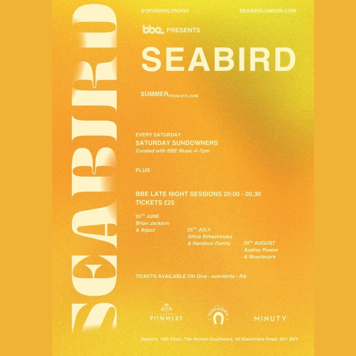 BBE Music presents: Seabird Summer Takeover Ft Brian Jackson & Atjazz