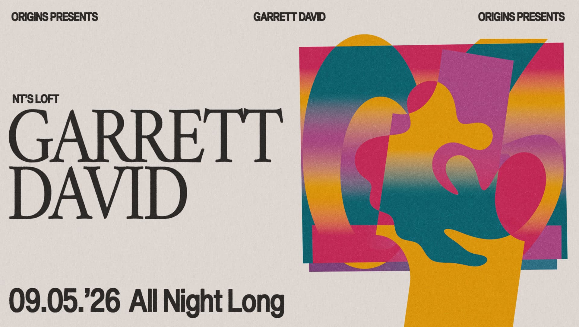 Origins: Garrett David (All Night Long) at Night Tales Loft