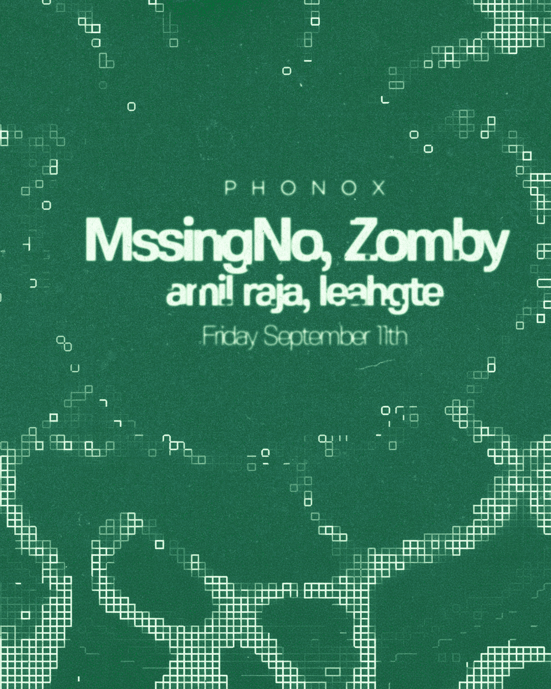 Phonox: MssingNo, Zomby, amil raja + more at Phonox