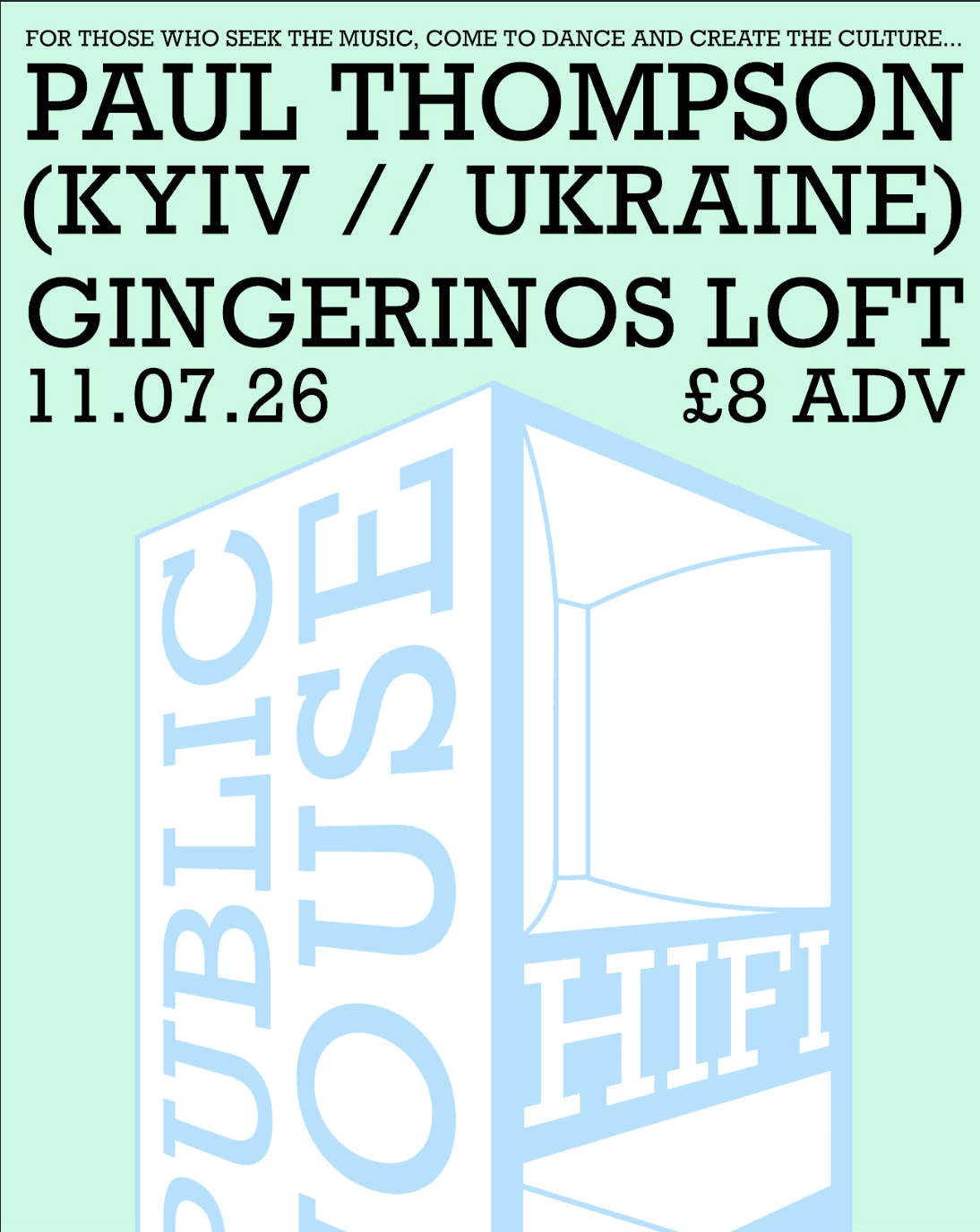 Public House Hifi presents Paul Thompson (Kyiv // Ukraine) at Gingerino's Pizza