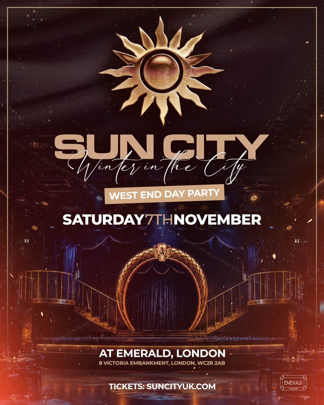 Sun City Day Party - Westend at Emerald Theatre London