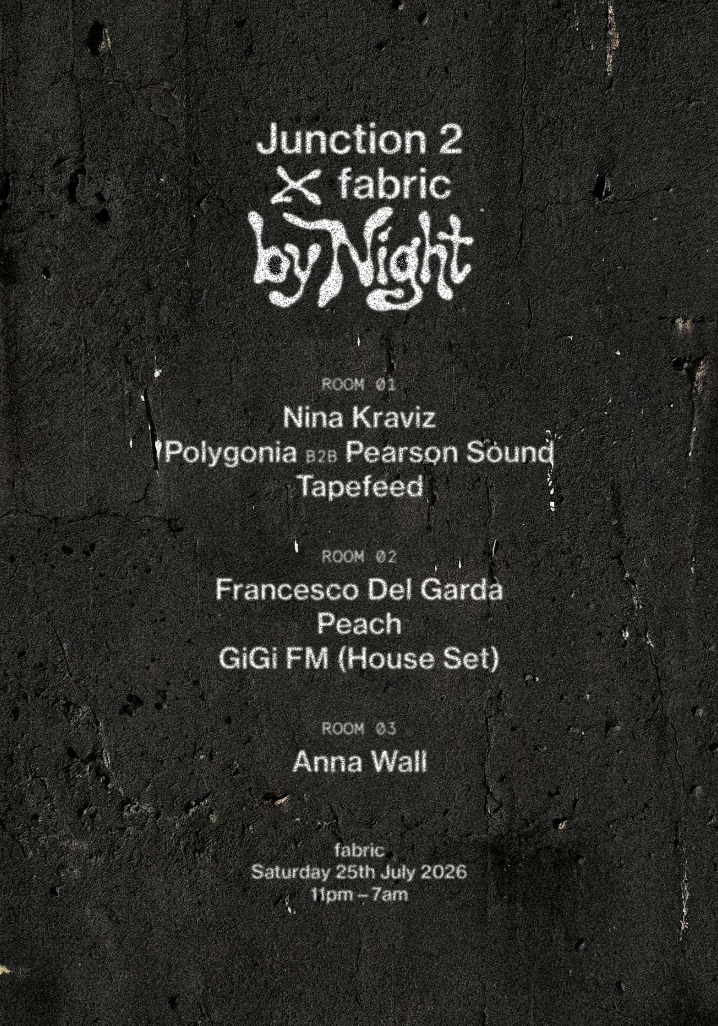 Junction 2 x fabric by Night: Nina Kraviz, Francesco Del Garda, Peach, Pearson Sound, Polygonia at Fabric London