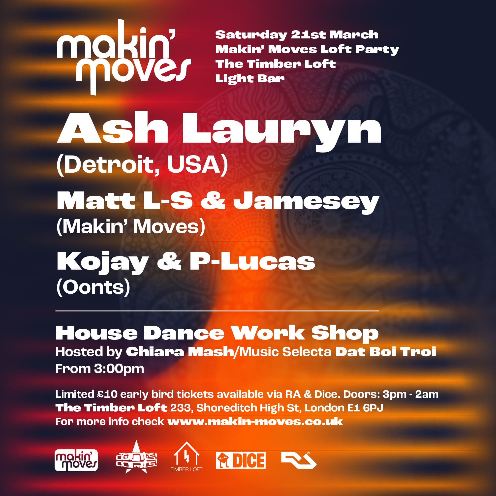 Makin' Moves Loft Party with Ash Lauryn (Detroit, USA) at The Timber Loft