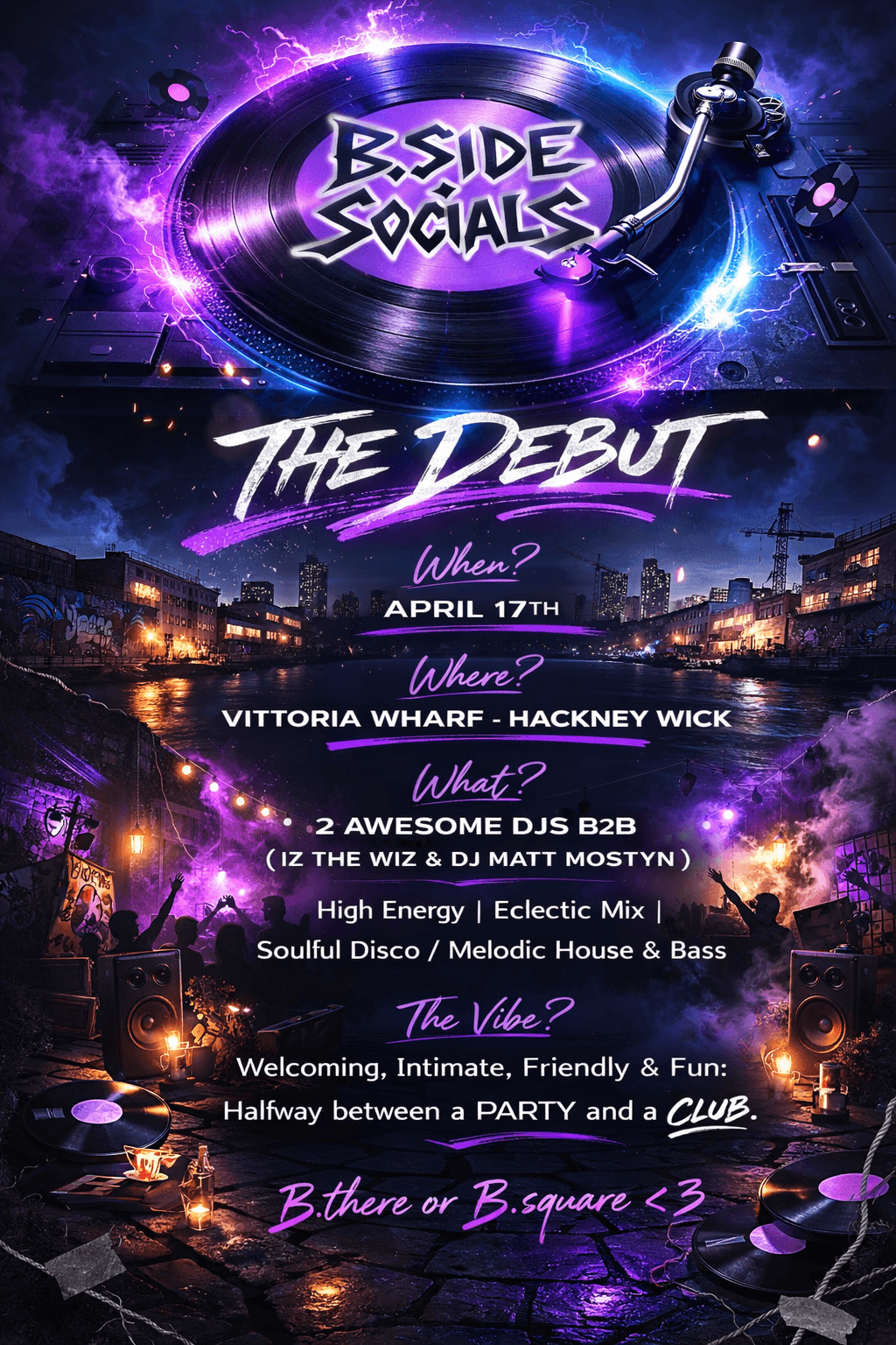 B.Side Socials - The Debut at Vittoria Wharf Studio