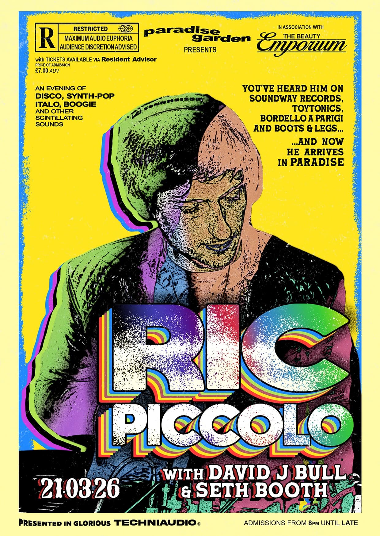 Paradise Garden & The Beauty Emporium present: Ric Piccolo with David J Bull + Seth Booth at Paradise Garden