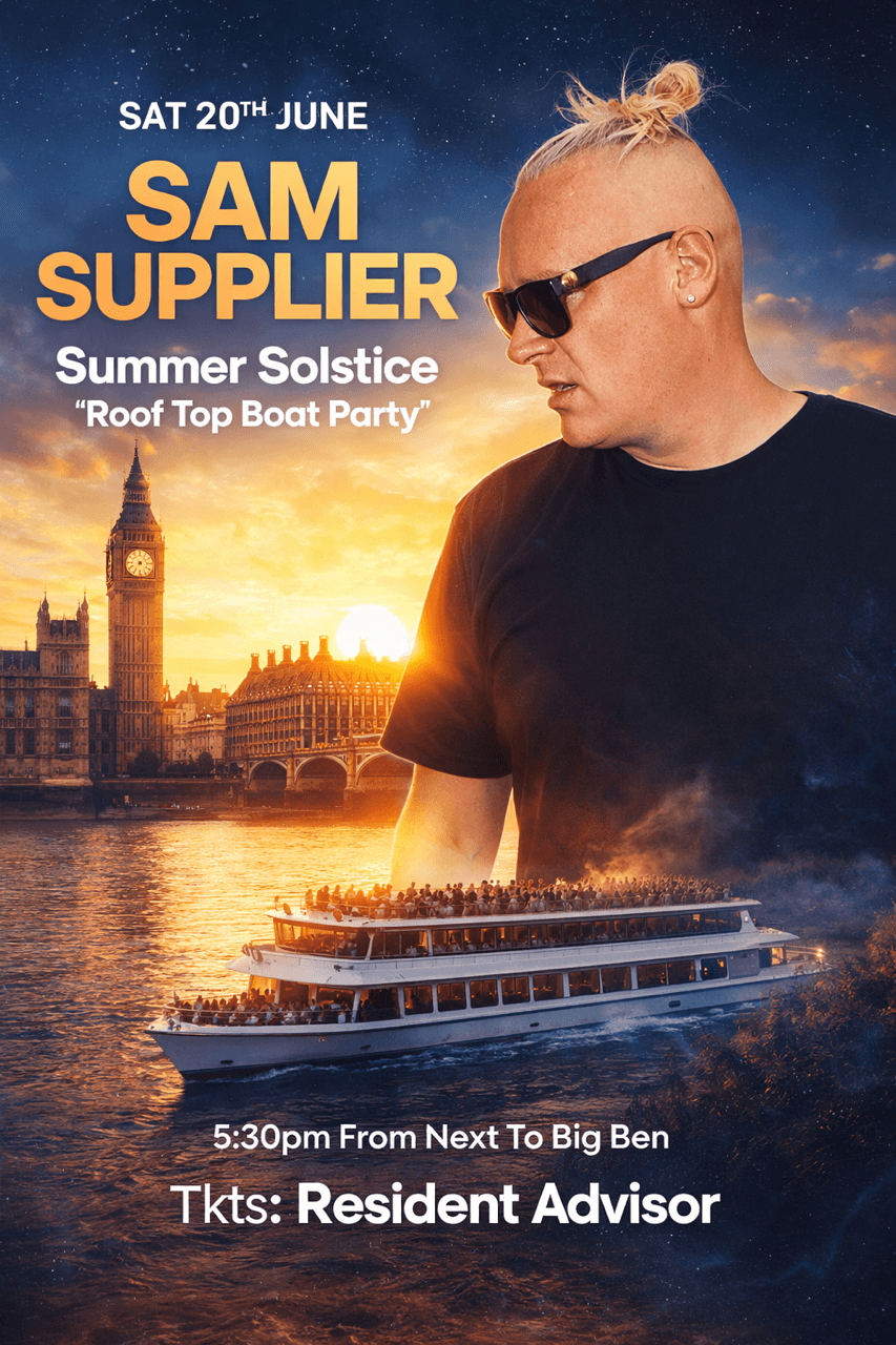 Sam Supplier SUMMER SOLSTICE BOAT PARTY at Westminster Pier