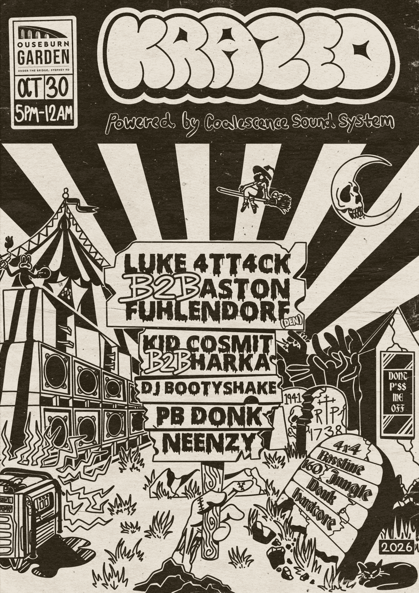 Krazed Halloween w/ Luke 4tt4ck B2B Aston Fuhlendorf, Kid Cosmit B2B Harka
