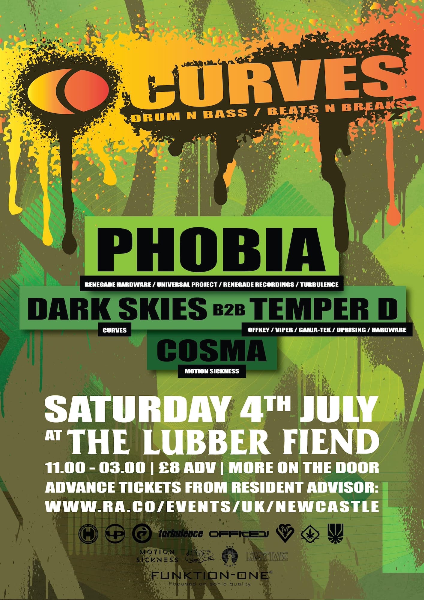 Curves presents: Phobia, Temper D & Dark Skies, Cosma at The Lubber Fiend
