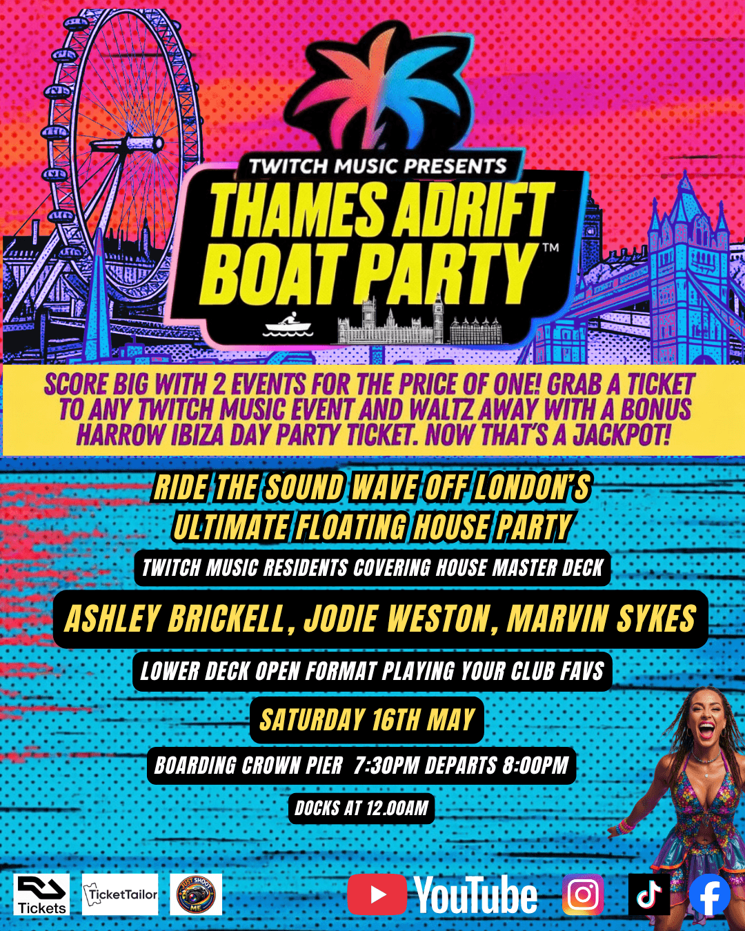 THAMES ADRIFT BOAT PARTY at Crown Piers
