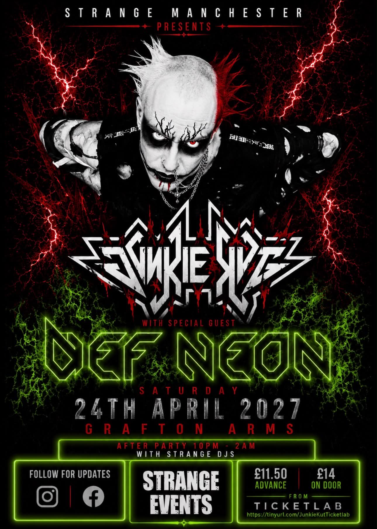 Junkie Kut & Def Neon live + Strange Manchester after party