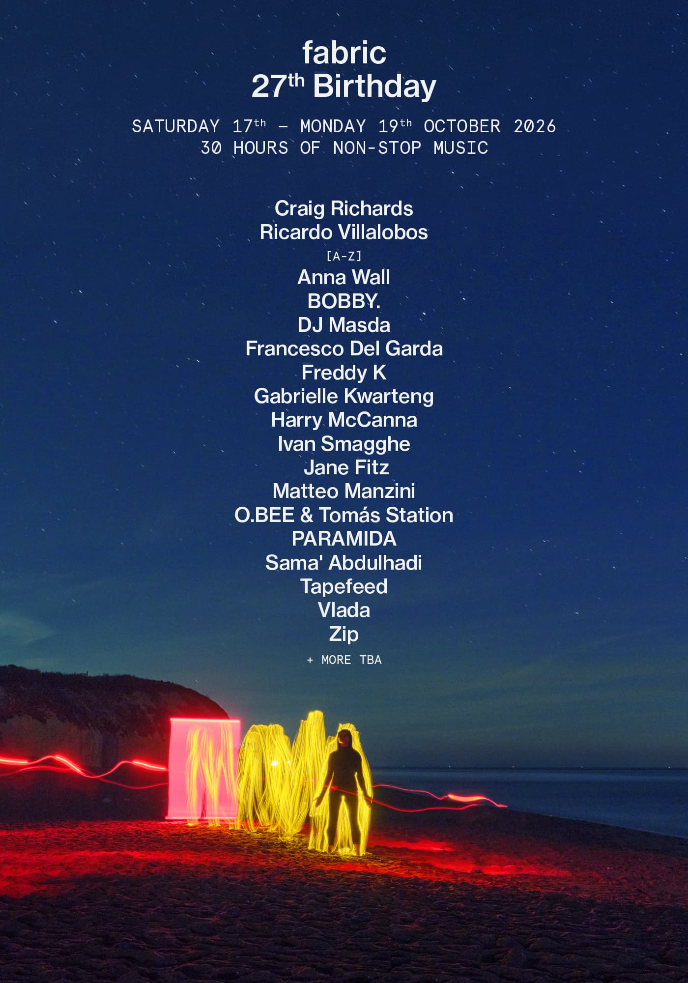fabric 27th Birthday: Craig Richards, Ricardo Villalobos, Freddy K, Zip, DJ Masda, Jane Fitz at FabricXX