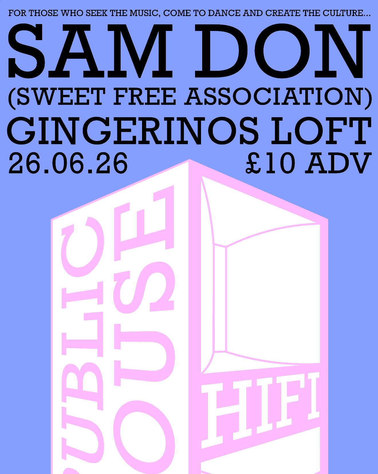 Public House Hifi presents Sam Don (Sweet Free Association) at Gingerino's Pizza