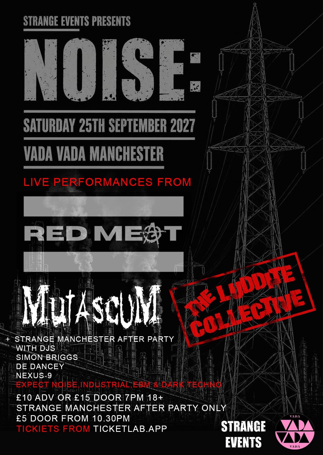 Red-Meat, Muta-scum & The Luddite Collective live + Strange Manchester after party