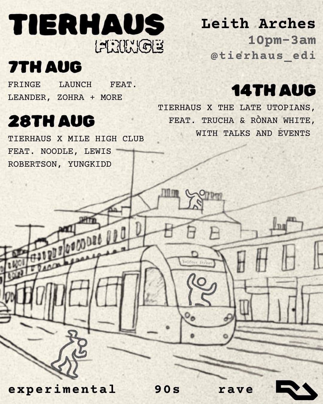 Tierhaus Fringe invites Trucha & Rònan White, with talks and events from The Late Utopians at Leith Arches