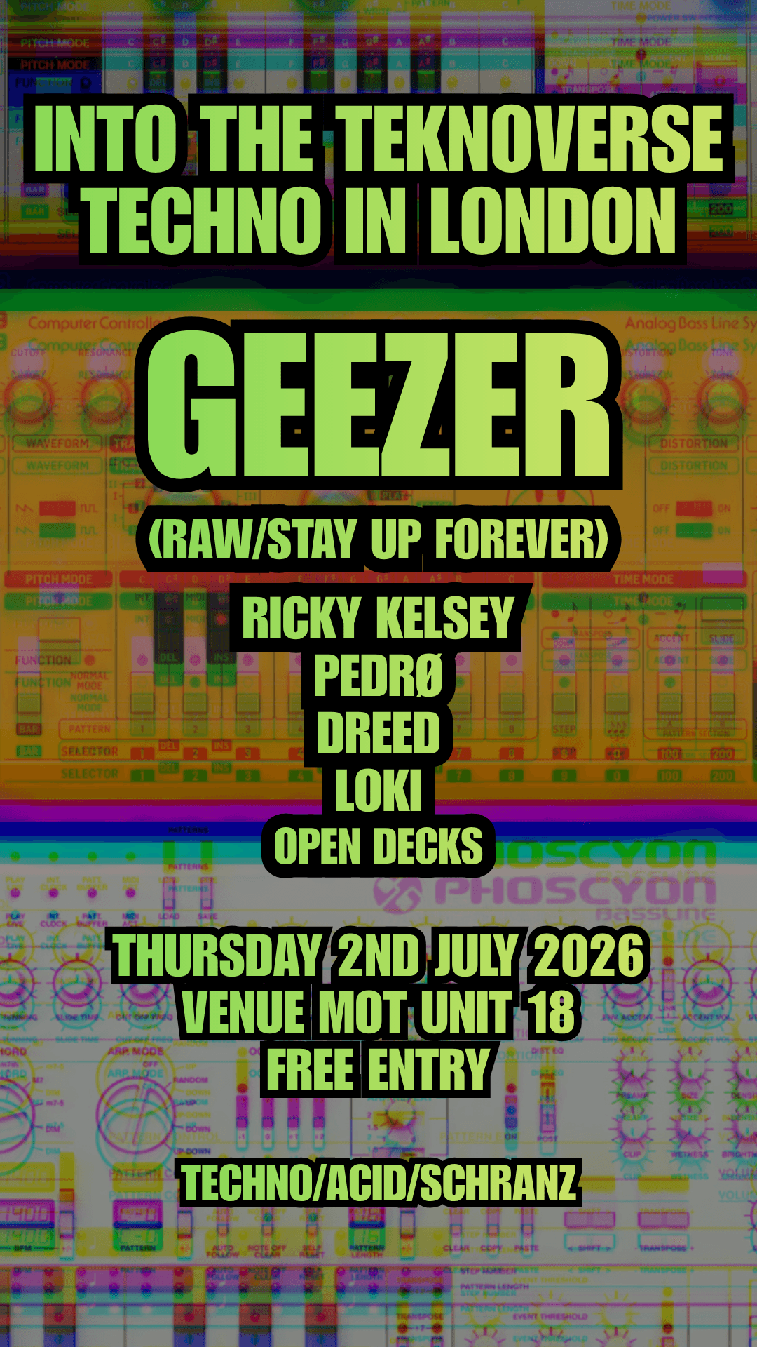 Into The Teknoverse: Geezer (Stay Up Forever) - Free Party at Venue MOT