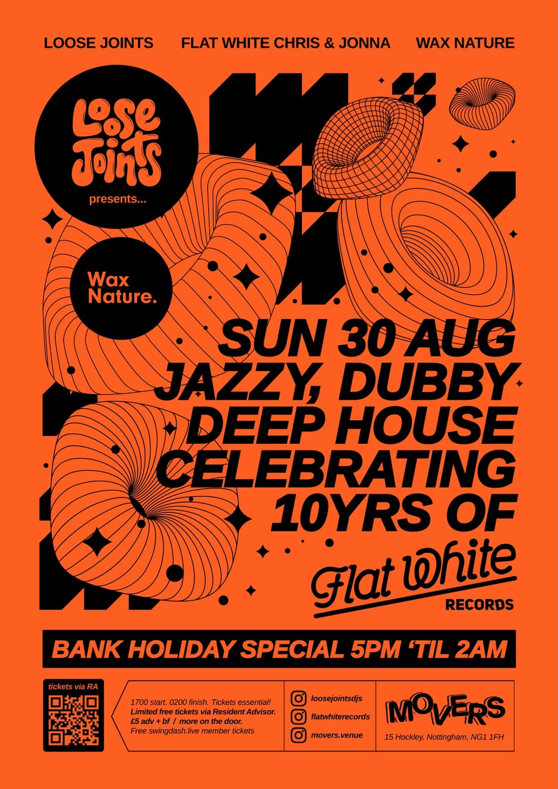 LOOSE JOINTS presents… Jazzy, Dubby Deep House + Ten Years of Flat White Records