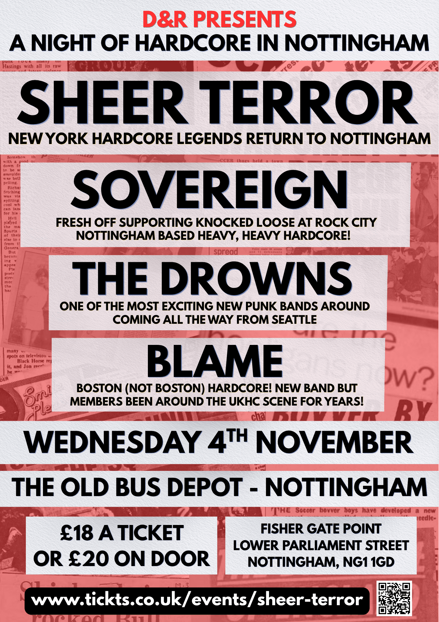 Sheer Terror / Sovereign / The Drowns / Blame @ The Old Bus Depot, Nottingham at The Old Bus Depot