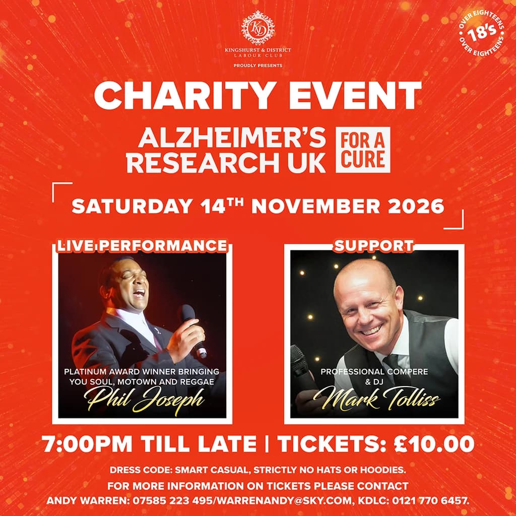 Upcoming event poster at Kingshurst Labour Club