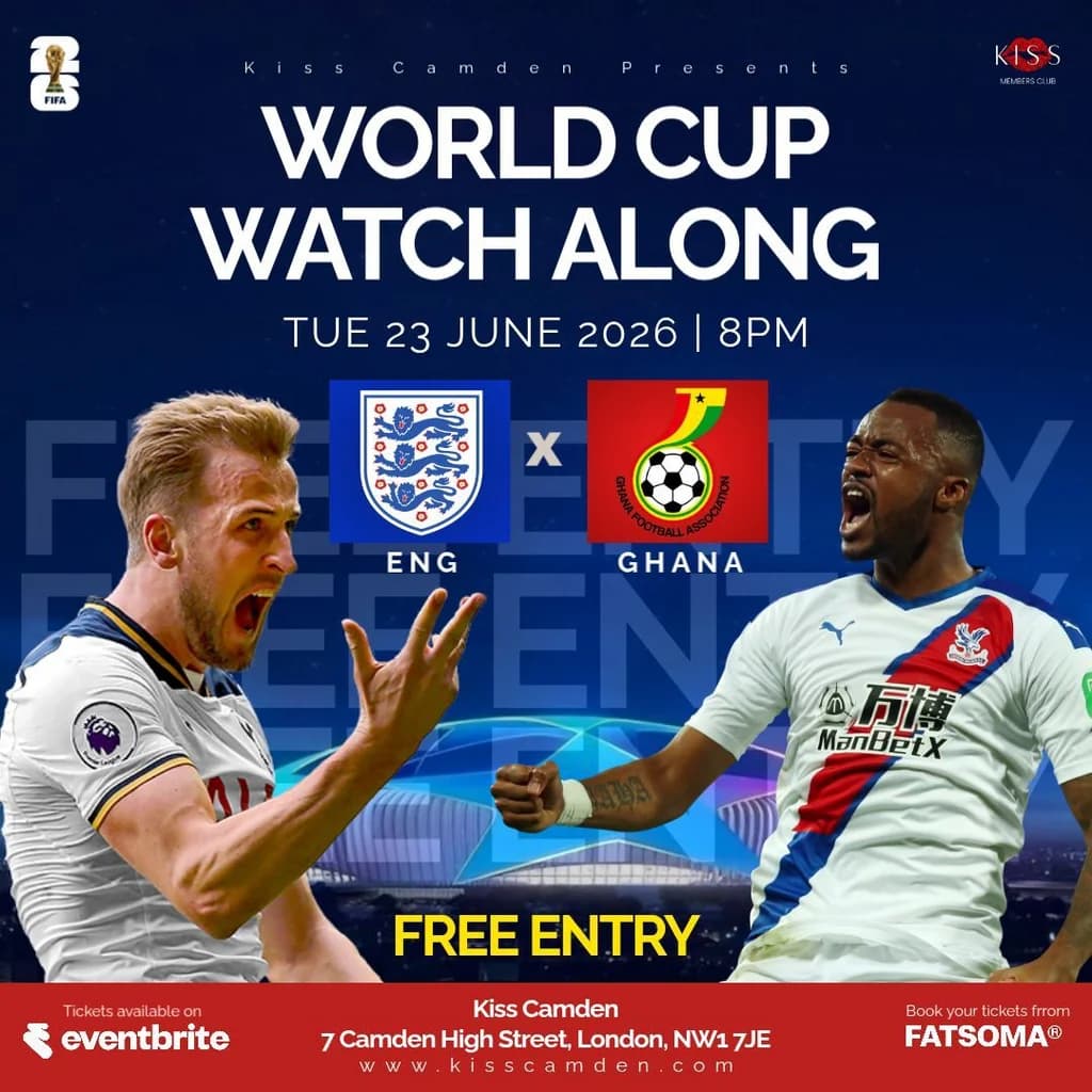 England vs Ghana | FIFA World Cup Watch Along at Kiss Camden at Kiss Camden,
