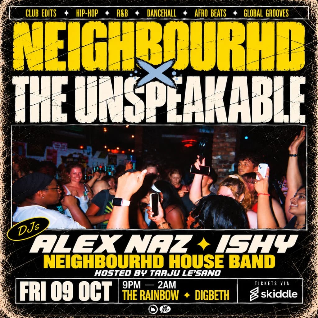 Upcoming event poster at Rainbow Pub Digbeth