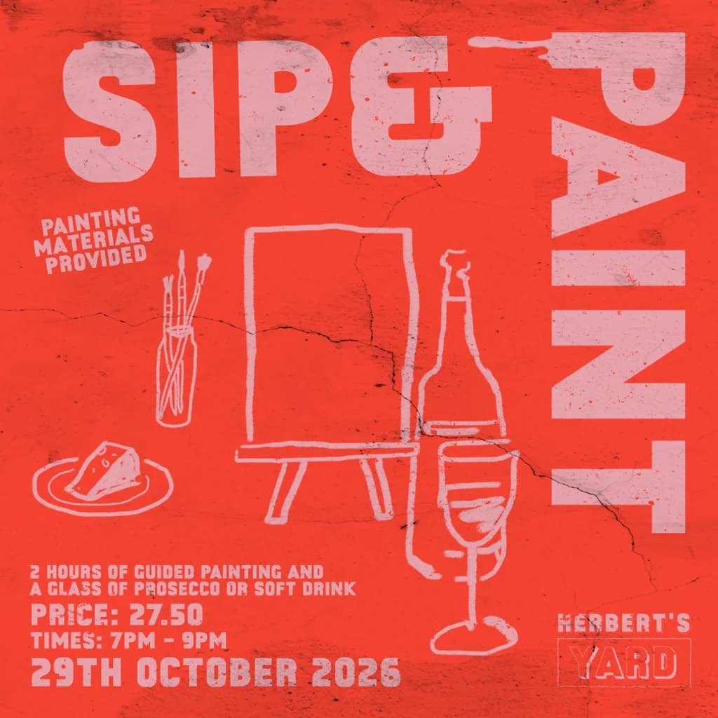 Upcoming event poster at Herberts Yard