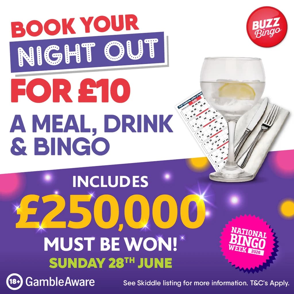 £10 Bingo Night Out 28/06 - Buzz Bingo Metro Centre
