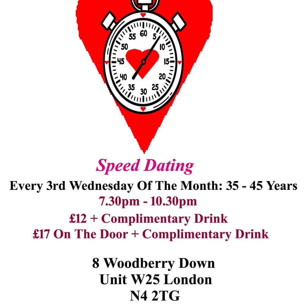 Speed Dating. 35 - 45 years. Wednesdays