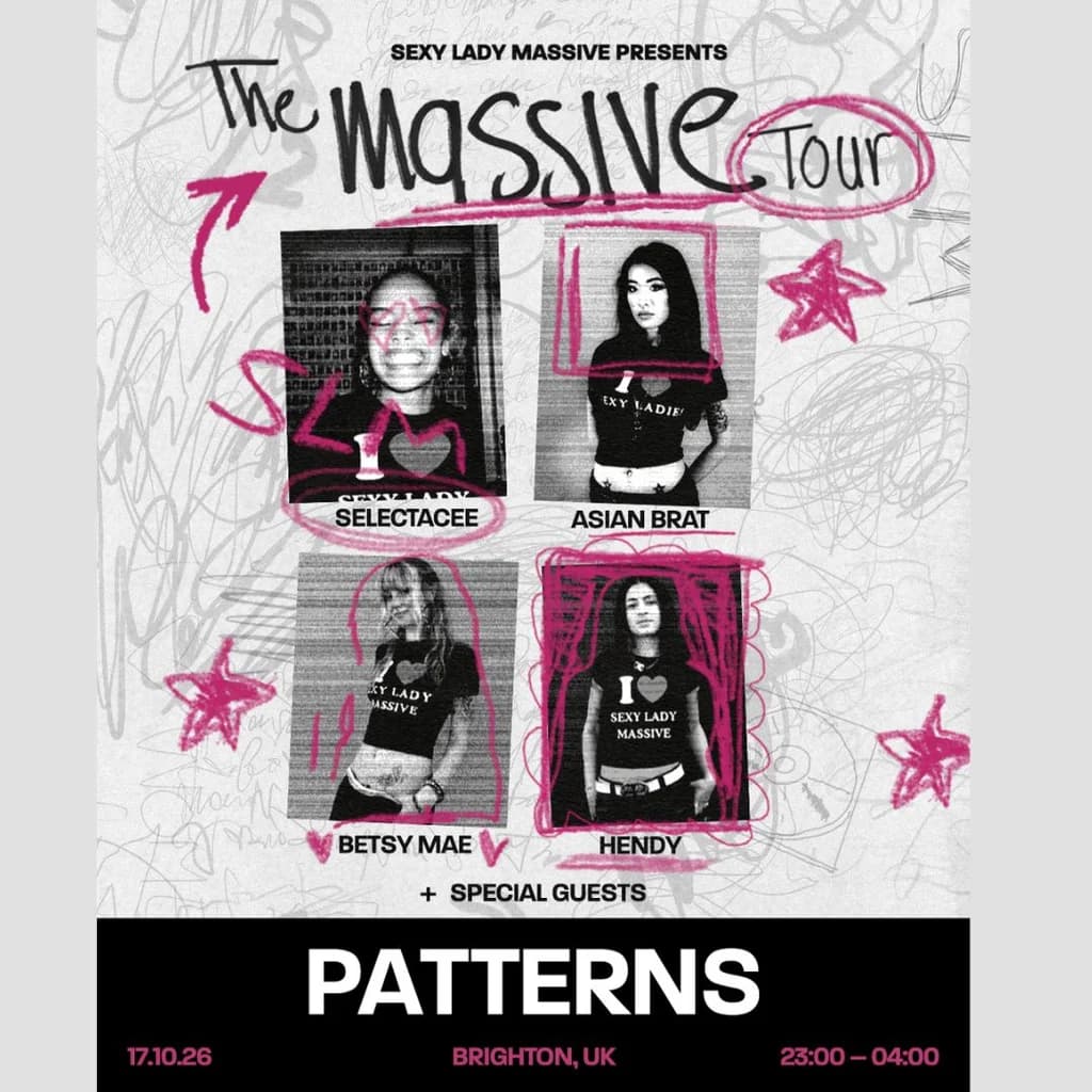 Upcoming event poster at Patterns Brighton