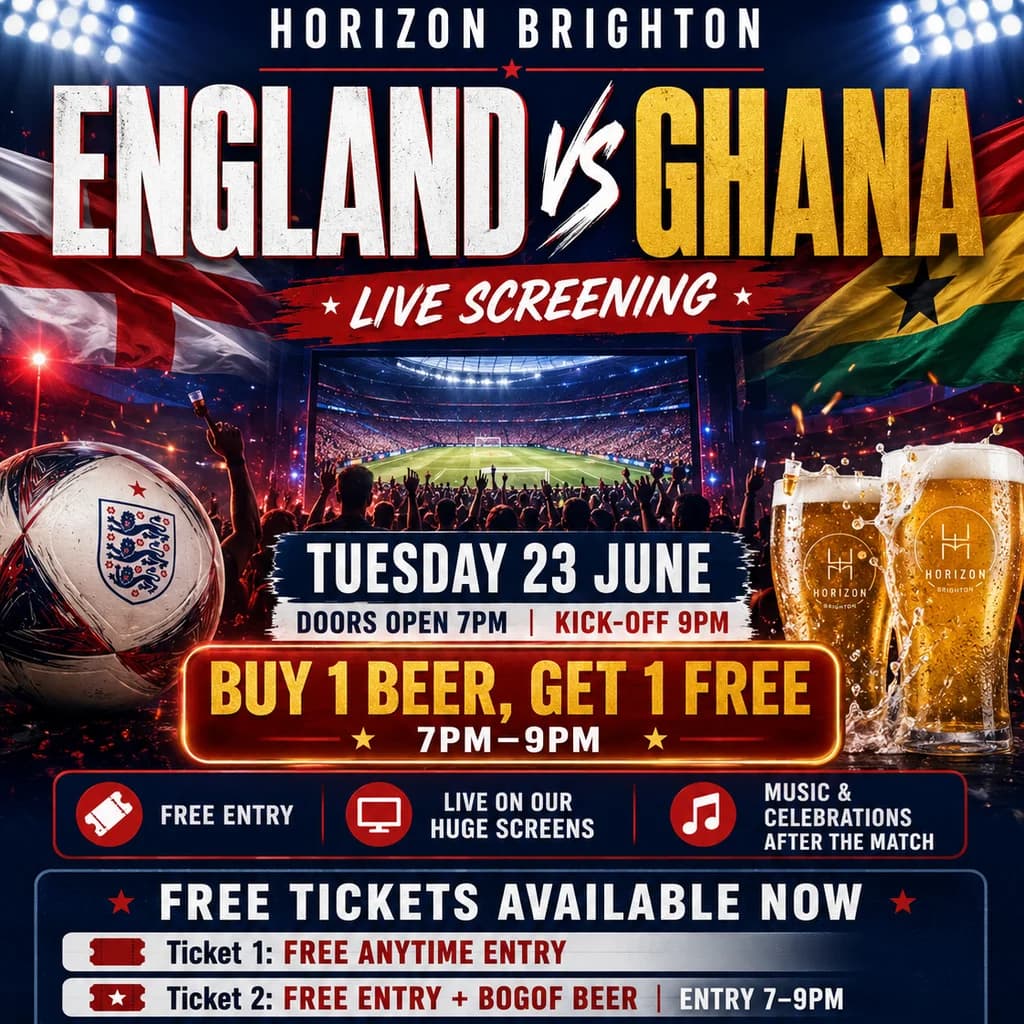 ENGLAND vs GHANA: FREE FAN ZONE AT HORIZON