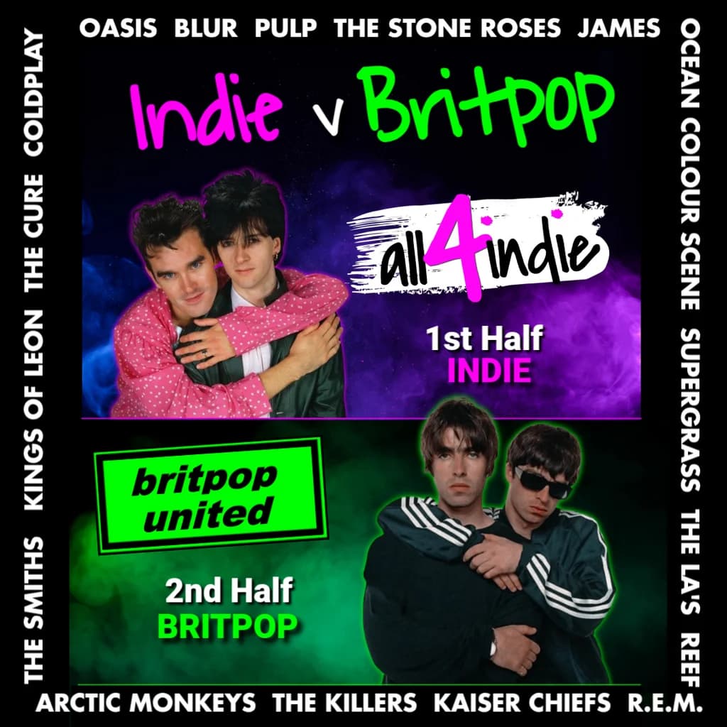 INDIE vs BRITPOP Double Headliner: all4indie vs Britpop United