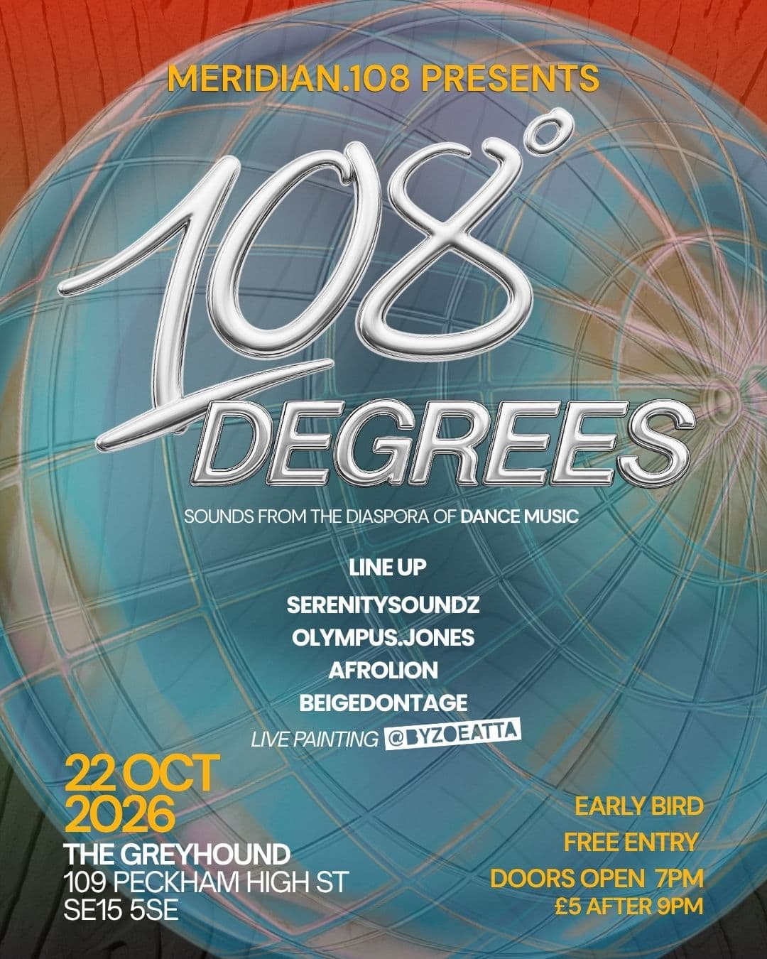 Meridian 108 presents.. 108 DEGREES