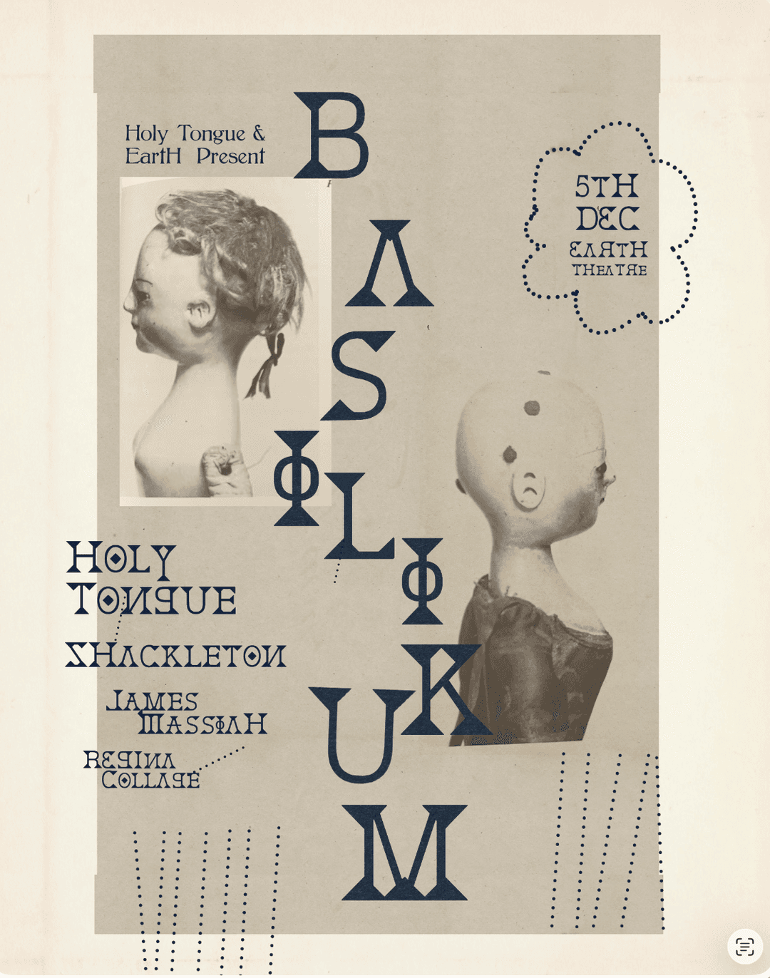 Holy Tongue, Shackleton, James Massiah, and Regina Collage