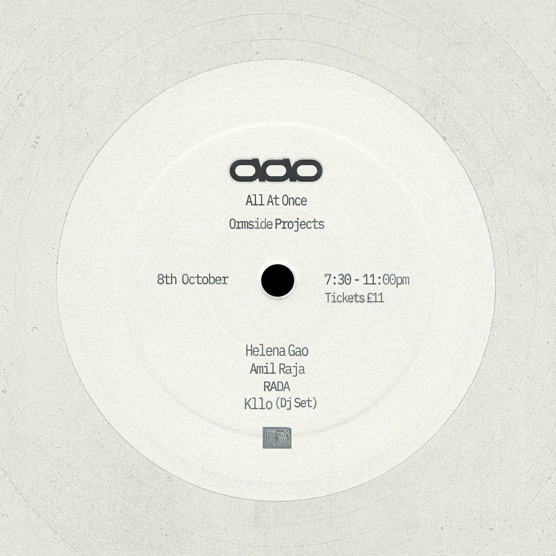 Upcoming event poster at ORMSIDE Projects