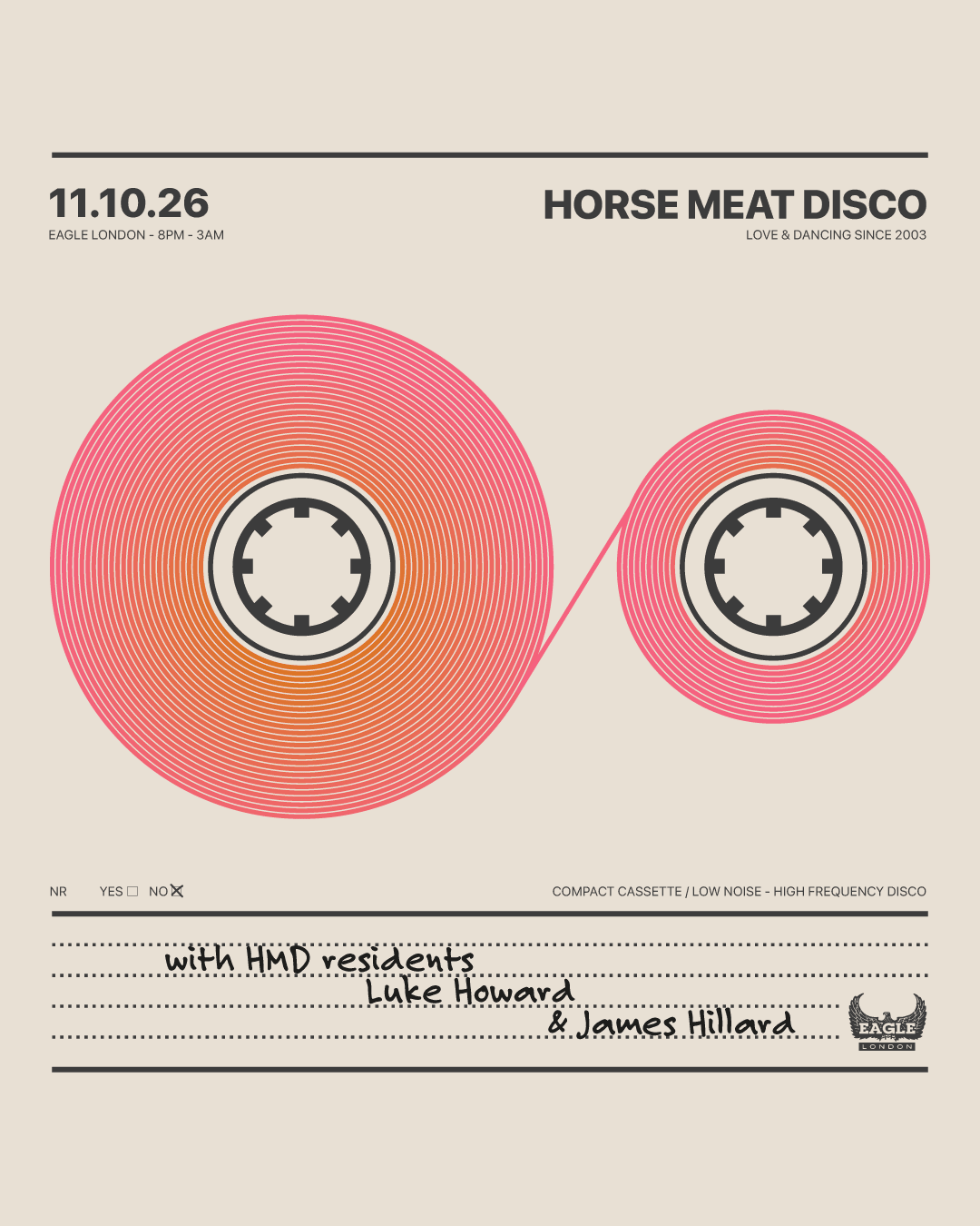 Upcoming event poster at Eagle London