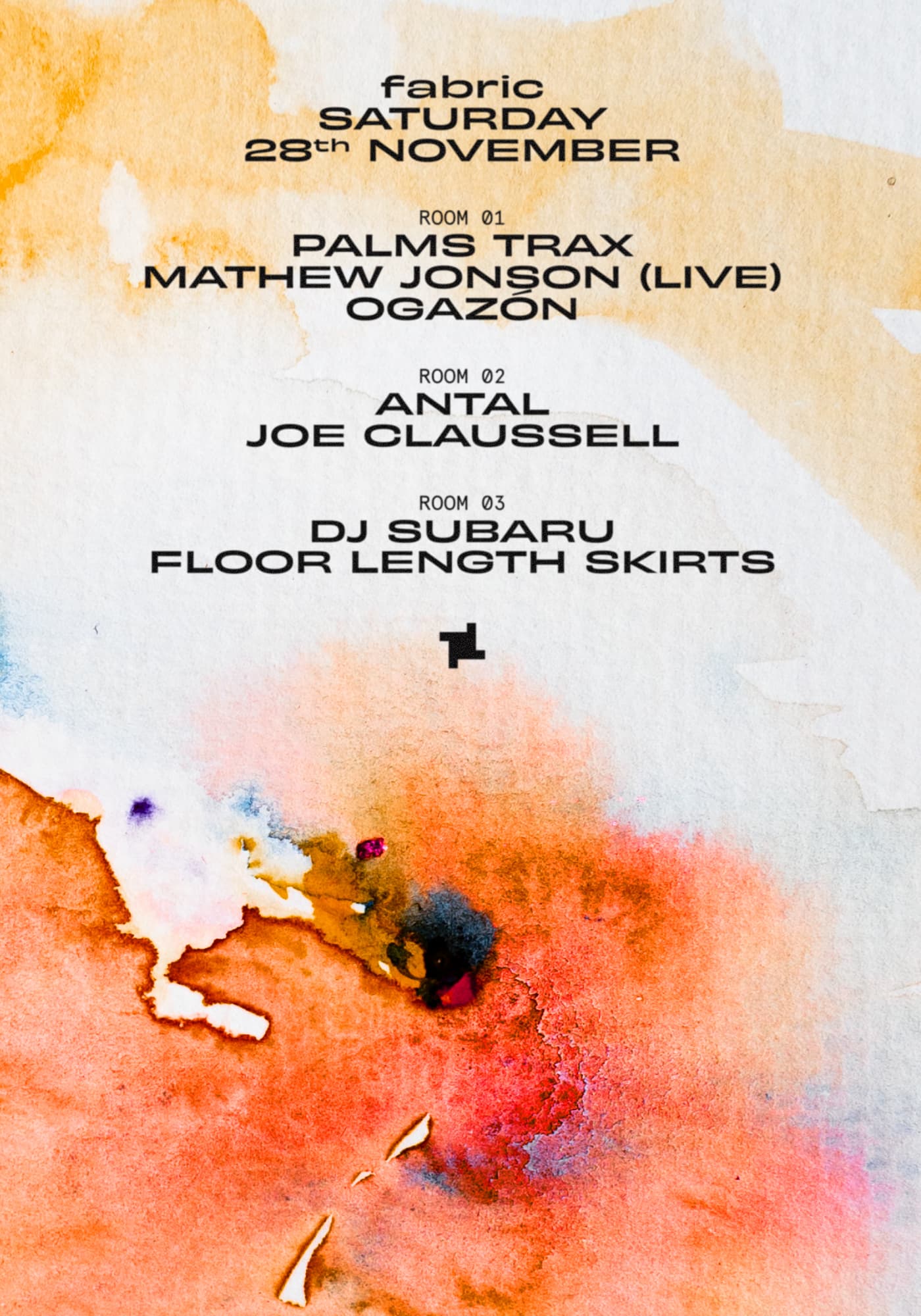 fabric: Palms Trax, Ogazón, Mathew Jonson (Live), Antal, Joe Claussell, DJ Subaru + more