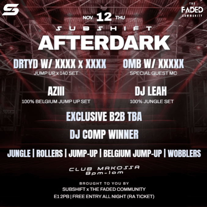 SUBSHIFT AFTERDARK: Drum & Bass + Jungle, Dalston
