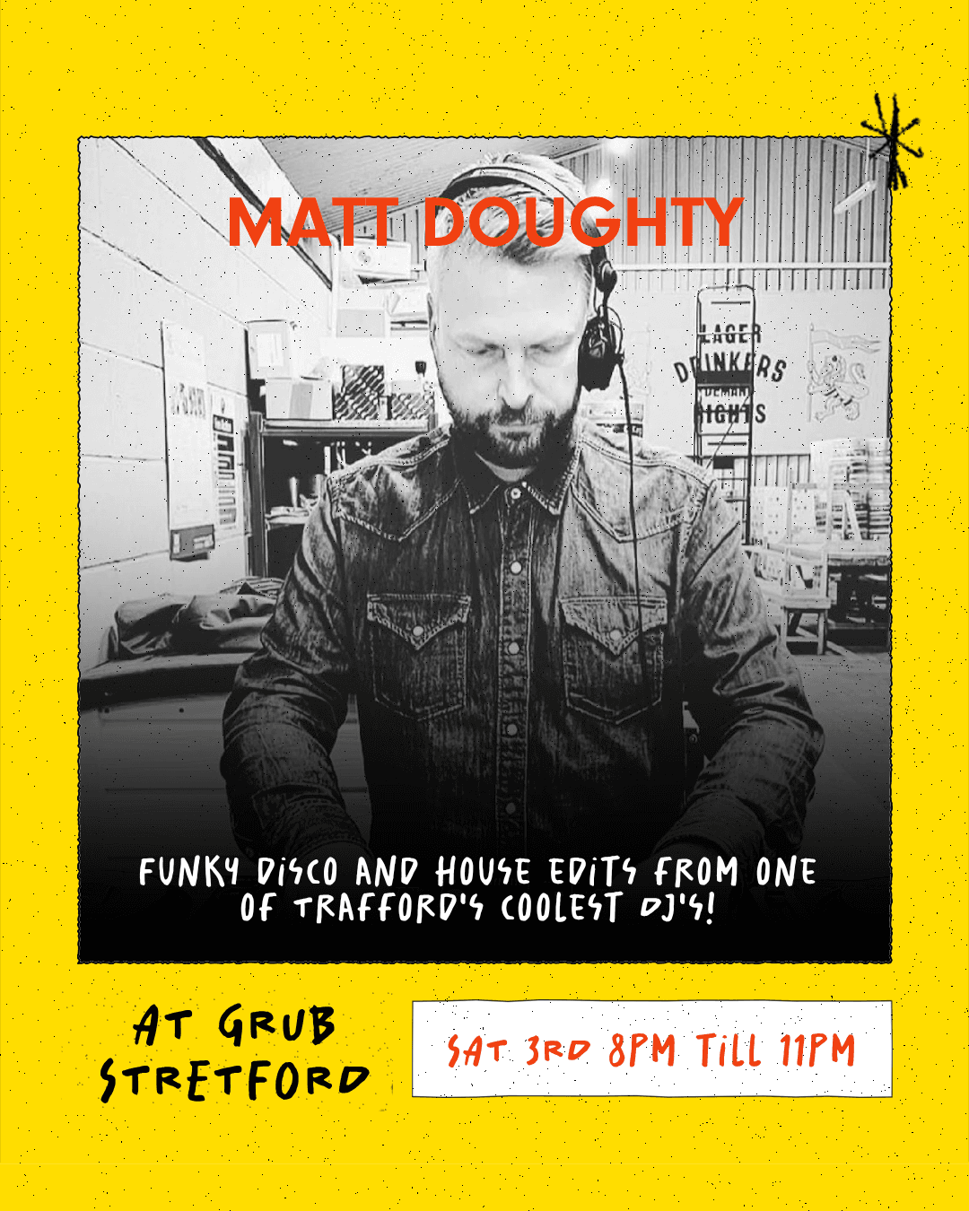 Upcoming event poster at TBA - GRUB Stretford