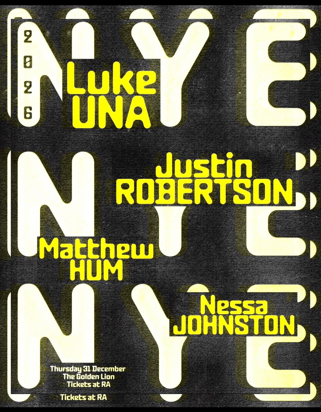 GL NYE 2026: Luke Una / Justin Robertson / Matthew Hum / Nessa Johnston