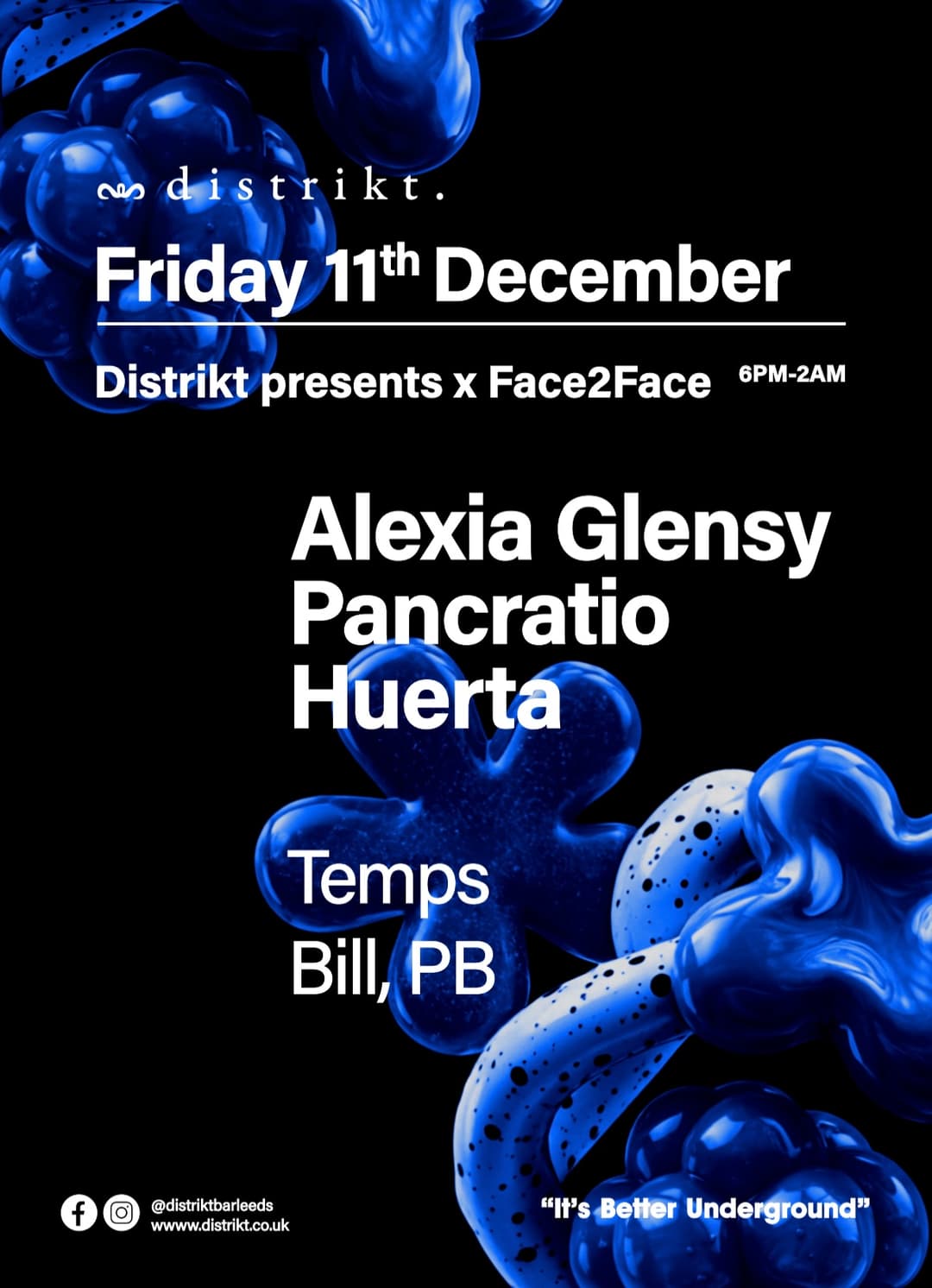 Distrikt presents x Face2face: Pancratio, Huerta, Alexia Glensy