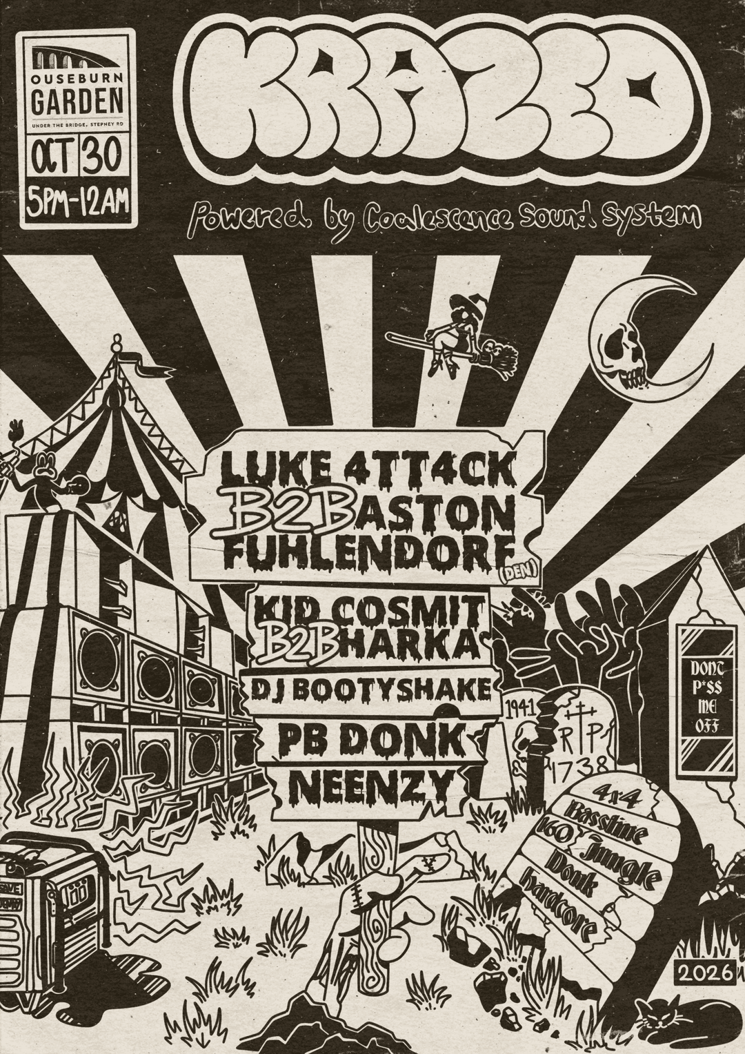 Krazed Halloween w/ Luke 4tt4ck B2B Aston Fuhlendorf, Kid Cosmit B2B Harka