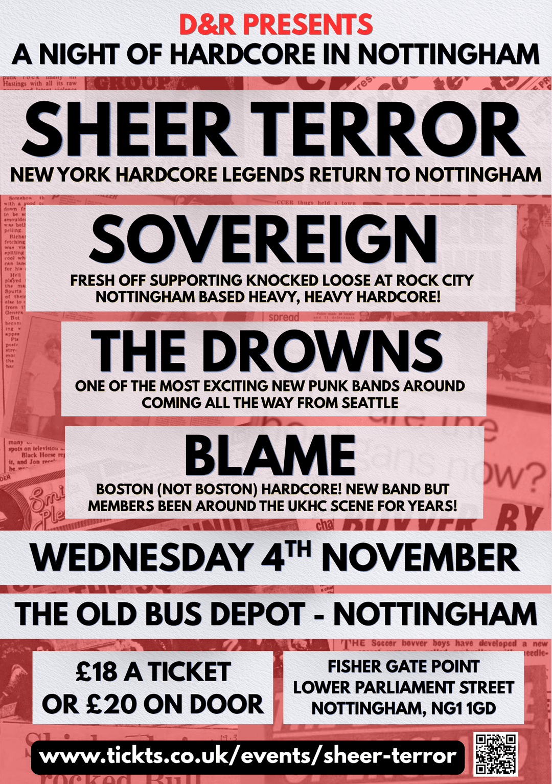Sheer Terror / Sovereign / The Drowns / Blame @ The Old Bus Depot, Nottingham